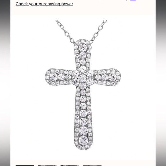 Corace Collection Pave Cross Necklace Sterling Silver - Picture 4 of 12